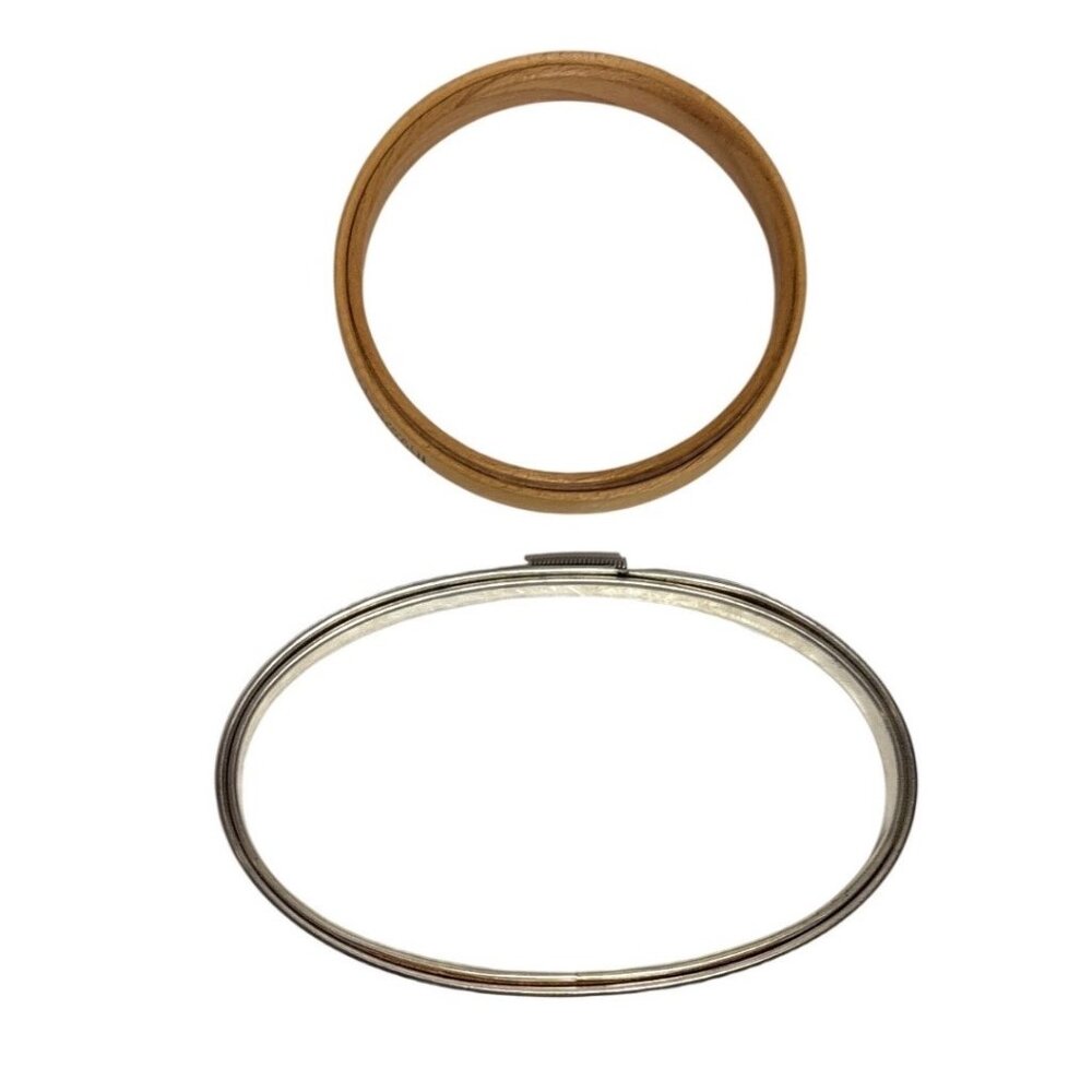 Duchess Wood Embroidery Hoop 4" & Metal Spring Tension Spring Oval Hoop 6" Vtg